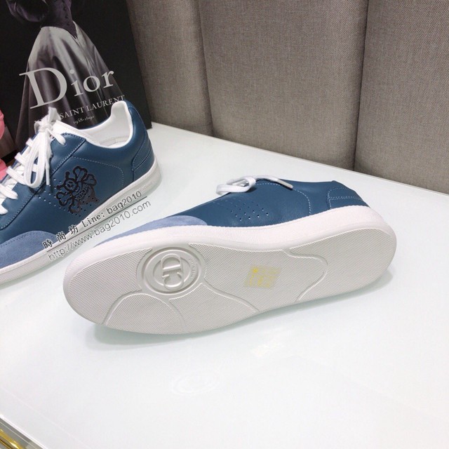 Dior明星同款平底圓頭運動鞋 迪奧2021春夏最新情侶款系帶休閒小白鞋 CD字母logo小蜜蜂印花拼色德訓鞋 dx3514